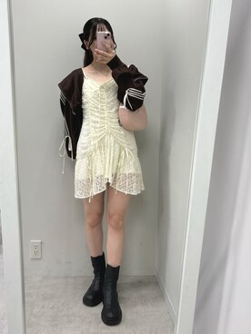 「one after another NICE CLAUP（ワンアフターアナザーナイスクラップ）のアイテム（チュニック）」を使った、mokaさん（レディース・159cm）の夏コーディネート