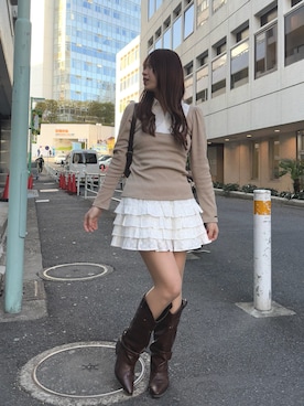 「one after another NICE CLAUP（ワンアフターアナザーナイスクラップ）のアイテム（ブーツ）」を使った、mokaさん（レディース・159cm）の冬コーディネート
