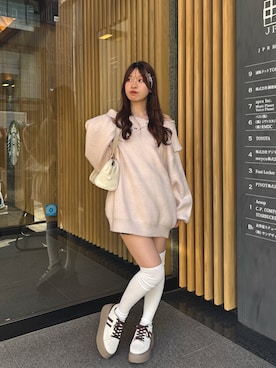 「one after another NICE CLAUP（ワンアフターアナザーナイスクラップ）のアイテム（スニーカー）」を使った、mokaさん（レディース・159cm）の冬コーディネート