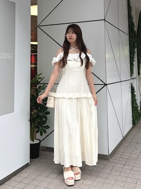 「one after another NICE CLAUP（ワンアフターアナザーナイスクラップ）のアイテム（ワンピース/ドレス）」を使った、mokaさん（レディース・159cm）の夏コーディネート