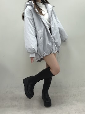 「nice claup」｜「アイテム（ダウンジャケット/コート）」を使った、mokaさん（レディース・159cm）の秋コーディネート