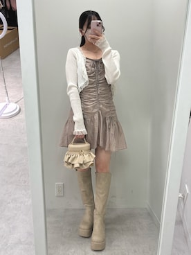 「one after another NICE CLAUP（ワンアフターアナザーナイスクラップ）のアイテム（チュニック）」を使った、mokaさん（レディース・159cm）の夏コーディネート