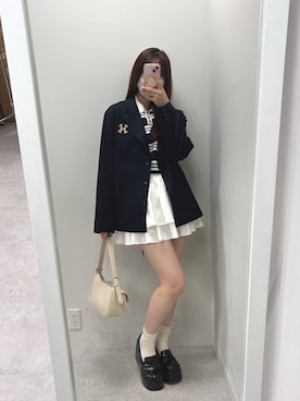 「one after another NICE CLAUP（ワンアフターアナザーナイスクラップ）のアイテム（テーラードジャケット）」を使った、mokaさん（レディース・159cm）の冬コーディネート
