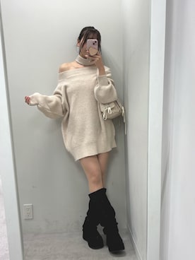 「nice claup」｜「アイテム（ワンピース/ドレス）」を使った、mokaさん（レディース・159cm）の冬コーディネート