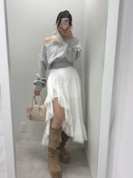 「nice claup」｜「アイテム（ブーツ）」を使った、mokaさん（レディース・159cm）の冬コーディネート