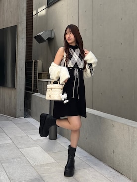 「one after another NICE CLAUP（ワンアフターアナザーナイスクラップ）のアイテム（ワンピース）」を使った、mokaさん（レディース・159cm）の秋コーディネート