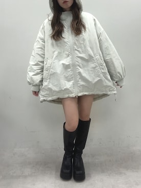 「nice claup」｜「アイテム（ダウンジャケット/コート）」を使った、mokaさん（レディース・159cm）の秋コーディネート
