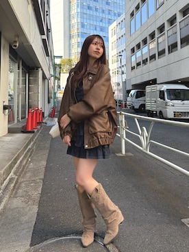 「one after another NICE CLAUP（ワンアフターアナザーナイスクラップ）のアイテム（ブーツ）」を使った、mokaさん（レディース・159cm）の春コーディネート