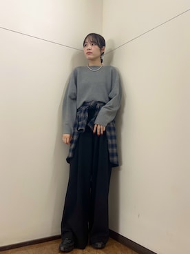 「ITEMS URBANRESEARCH（アイテムズ アーバンリサーチ）の起毛チェックルーズシャツ（シャツ/ブラウス）」を使った、Moeさん（レディース・168cm）の秋コーディネート