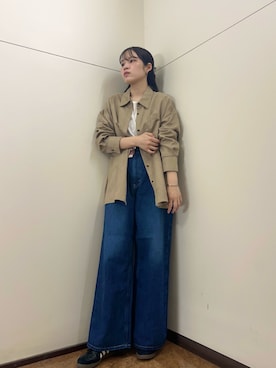 「URBAN RESEARCH（アーバンリサーチ）のスエードライクルーズシャツ（シャツ/ブラウス）」を使った、Moeさん（レディース・168cm）の秋コーディネート