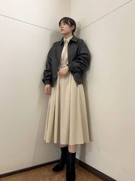 「アイテム（シャツワンピース）」を使った、Moeさん（レディース・168cm）の秋コーディネート