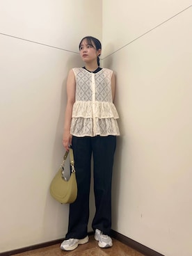 「ティアードブラウス」｜Moeさん（レディース・168cm）の夏コーディネート