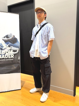 「Eddie Bauer（エディーバウアー）の3P クォーター ソックス（ソックス/靴下）」を使った、EDDIE BAUER@イーアスつくば店さん（メンズ・170cm・20代）の夏コーディネート