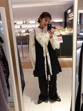 「アイテム（キャミソール、ブラック系）」を使った、yuutaiさん（レディース・158cm）の冬コーディネート