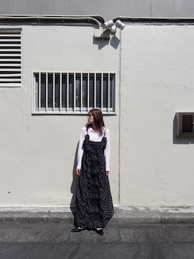 「crinkle crinkle crinkle(クリンクルクリンクルクリンクル)の【crinkle crinkle crinkle】liver lace vintage like cami dress/リヴァーレースヴィンテージライクキャミドレス(ワンピース、その他)」を使った、yuuさん(レディース・158cm)の夏コーディネート