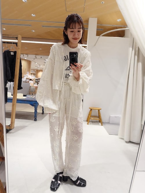 crinkle crinkle crinkle】sheer cotton 3D embroidery easy pants