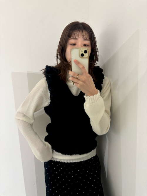 セール】【crinkle crinkle crinkle】hand knit ruffle vest/ハンド