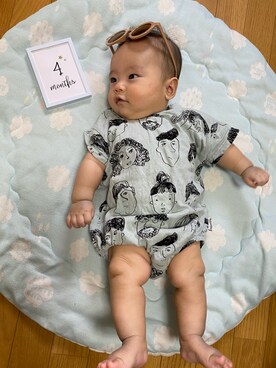 「アイテム（ママ＆ベビー、グリーン系）」を使った、ななみんさん（キッズ・70cm）の夏コーディネート