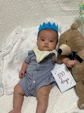 「RALPH LAUREN（ラルフ ローレン）のアイテム（ママ＆ベビー、その他）」を使った、ななみんさん（キッズ・70cm）の夏コーディネート