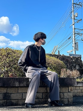 「ラリエット」｜あーさんさん（メンズ・170cm）の冬コーディネート