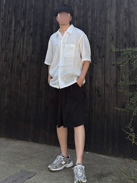 「WYM LIDNM（ウィム バイ リドム）のHOOP PIERCE / GRAIN PIERCE / TWIST HOOP PIERCE / SEED PIERCE（ピアス（片耳用））」を使った、あーさんさん（メンズ・171cm）の秋コーディネート