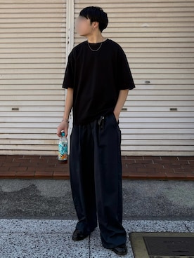 「WYM LIDNM（ウィム バイ リドム）のHOOP PIERCE / GRAIN PIERCE / TWIST HOOP PIERCE / SEED PIERCE（ピアス（片耳用））」を使った、あーさんさん（メンズ・171cm）の秋コーディネート