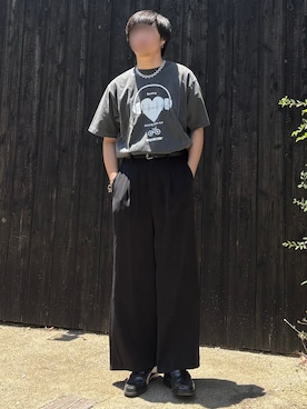 「WYM LIDNM（ウィム バイ リドム）のHOOP PIERCE / GRAIN PIERCE / TWIST HOOP PIERCE / SEED PIERCE（ピアス（片耳用））」を使った、あーさんさん（メンズ・171cm）の秋コーディネート