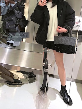 「coca（coca）（コカ）のアイテム（ダウンジャケット/コート）」を使った、yuさん（レディース・158cm）の冬コーディネート