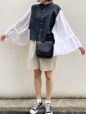 「古着コーデ」｜「アイテム（セットアップ）」を使った、しゃけさん（レディース・174cm）の夏コーディネート