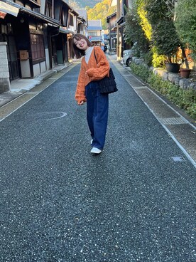 「NICE CLAUP（ナイスクラップ）のアイテム（パンツ）」を使った、MOMOさん（レディース・154cm）の秋コーディネート