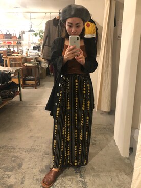 「古着好きな人と繋がりたい」｜「アイテム（ノーカラージャケット）」を使った、yasuko0610さん（レディース・152cm）の秋コーディネート