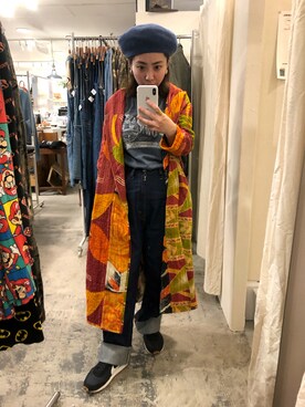 「古着好きな人と繋がりたい」｜「アイテム（その他アウター）」を使った、yasuko0610さん（レディース・152cm）の秋コーディネート
