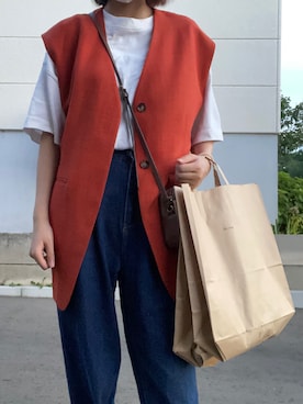 「LOWRYS FARM（ローリーズファーム）のアイテム（ノーカラージャケット）」を使った、faslegd2さん（レディース・162cm）の夏コーディネート