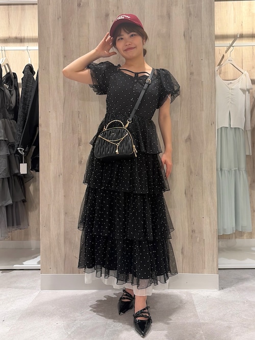 oneafteranotherNICECLAUPバックリボンティアードワンピース Black Ribbon Collection】バックリボンティアードワンピース