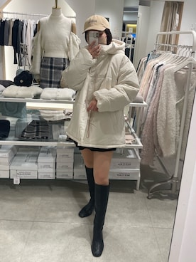 「イエベ」｜「アイテム（ダウンジャケット/コート）」を使った、zukkiさん（レディース・153cm）の冬コーディネート