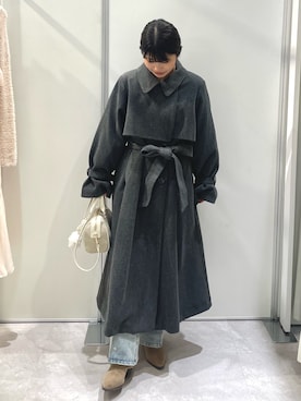 「アイテム（ステンカラーコート）」を使った、zukkiさん（レディース・152cm・20代）の冬コーディネート