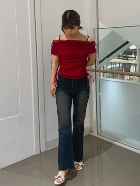 「one after another NICE CLAUP（ワンアフターアナザーナイスクラップ）のアイテム（デニムパンツ）」を使った、zukkiさん（レディース・152cm）の夏コーディネート