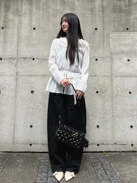 「HALEY PESCA（ヘーリーペスカ）のHALEY PESCA/フード付きオーバーシルエットトップス（Tシャツ/カットソー、ホワイト系）」を使った、Maちゃん(HALEYPESCA)さん（レディース・166cm）の春コーディネート