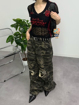 「迷彩パンツ」｜haleypescaさん（レディース・165cm）の夏コーディネート