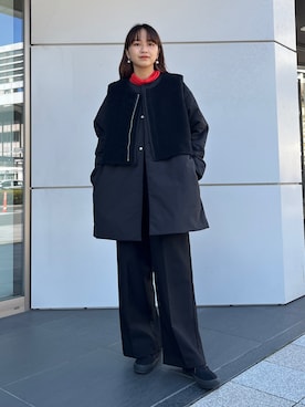 「ストレートパンツ」｜「アイテム（その他アウター）」を使った、oosawaさん（レディース・166cm）の冬コーディネート