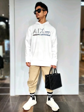 「ARMANI EXCHANGE（アルマーニエクスチェンジ）のアイテム（ハンドバッグ）」を使った、🇮🇹りょーちん🇮🇹さん（メンズ・160cm）の春コーディネート