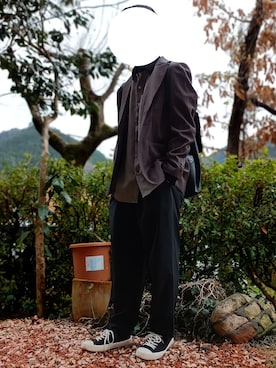 「アイテム（テーラードジャケット、ブラウン系）」を使った、1201wearさん（メンズ・168cm）の春コーディネート