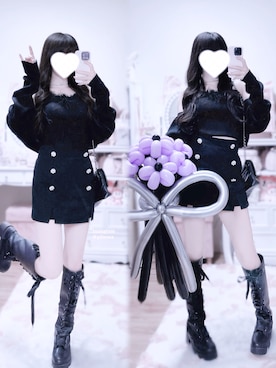 「黒コーデ」｜羽乃ぴふわ(Instagramメイン)さん（レディース・151cm）の秋コーディネート