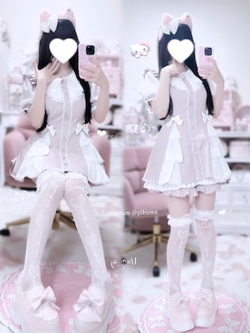 「アイテム（ワンピース、ピンク系）」を使った、羽乃ぴふわ(インスタ見に来てね🎀)さん（レディース・151cm）の秋コーディネート
