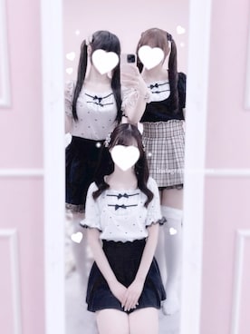 「majorettyのアイテム（上衣、ホワイト系）」を使った、羽乃ぴふわ(インスタ見に来てね🎀)さん（レディース・151cm）の春コーディネート