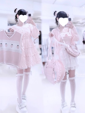 「アイテム（ワンピース、ピンク系）」を使った、羽乃ぴふわ(Instagramメイン)さん（レディース・151cm）の秋コーディネート