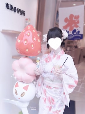 「アイテム（浴衣）」を使った、羽乃ぴふわ(インスタメイン)さん（レディース・151cm）の夏コーディネート