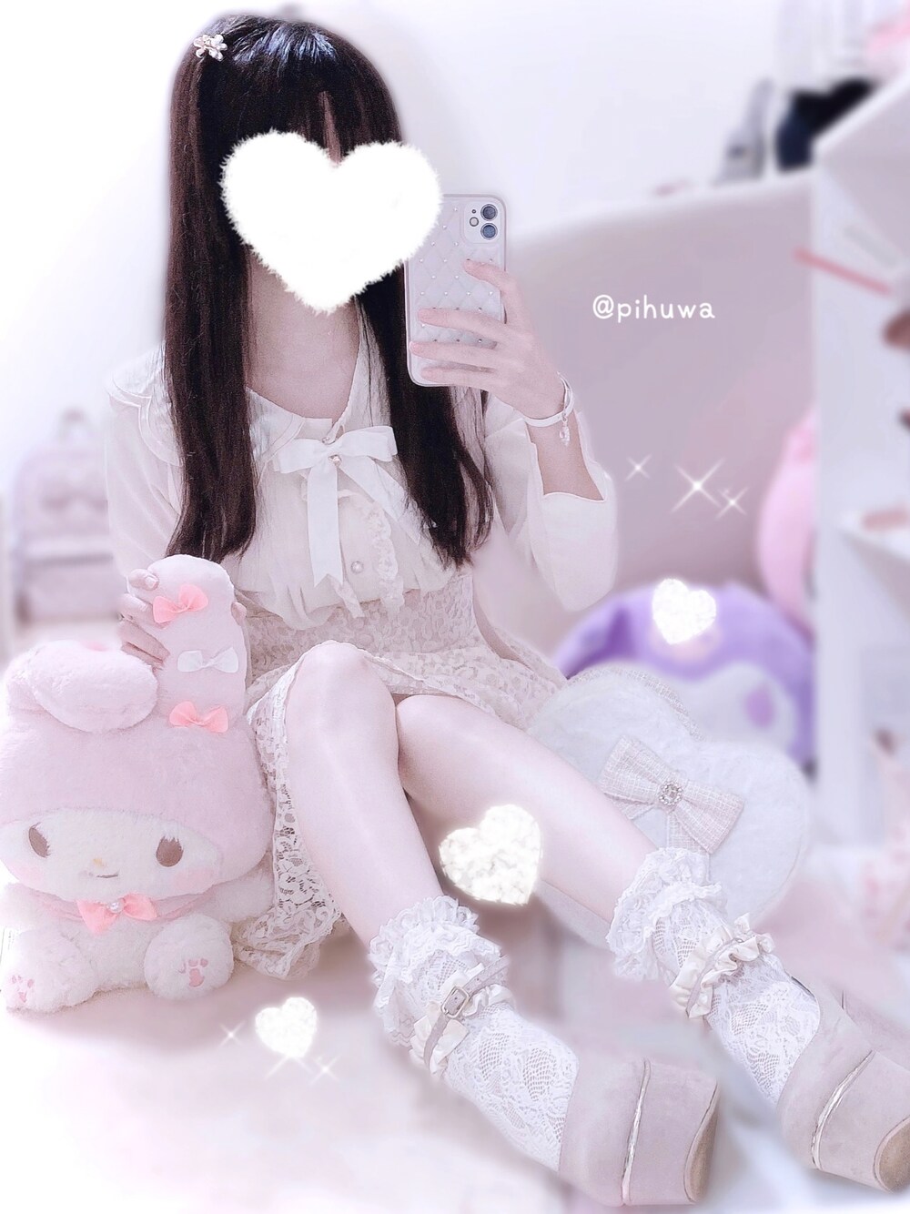 Ank Rouge アンクルージュポンチョフェイクファーピンクチェックM