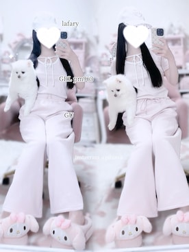 「GU（ジーユー）のアイテム（パンツ、ピンク系）」を使った、羽乃ぴふわ(インスタ見に来てね🎀)さん（レディース・151cm）の夏コーディネート
