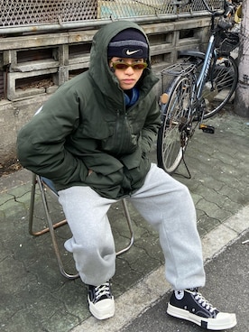 「RICK OWENS」｜「アイテム（ブルゾン）」を使った、rikiayabeさん（メンズ・172cm）の冬コーディネート